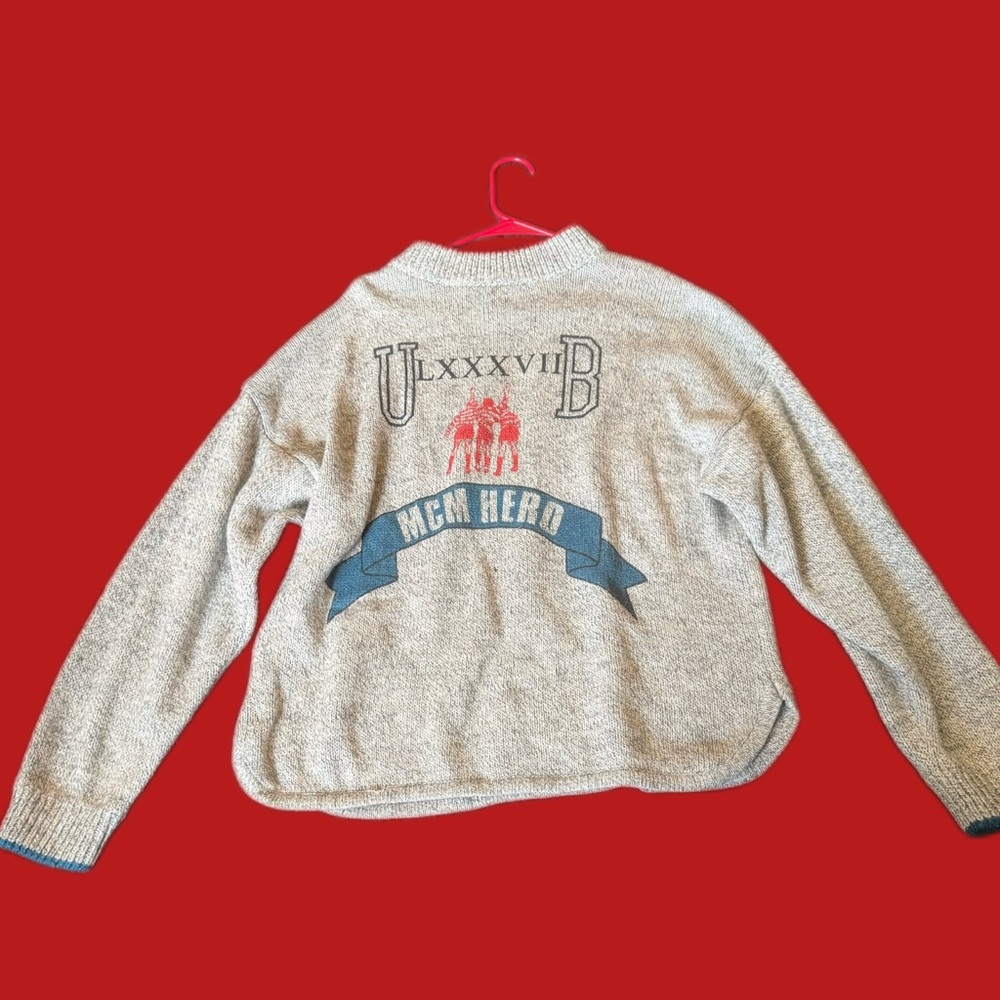 Vintage Unionbay Pullover Sweater Featuring Roman Numeral And Textual Graphic